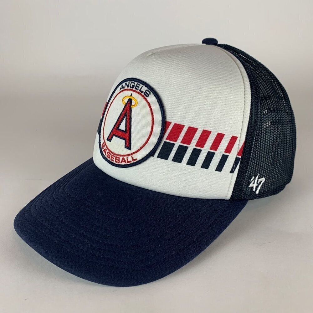 California Angels White Navy Blue 47 Brand Cooperstown Collection Trucker Hat
